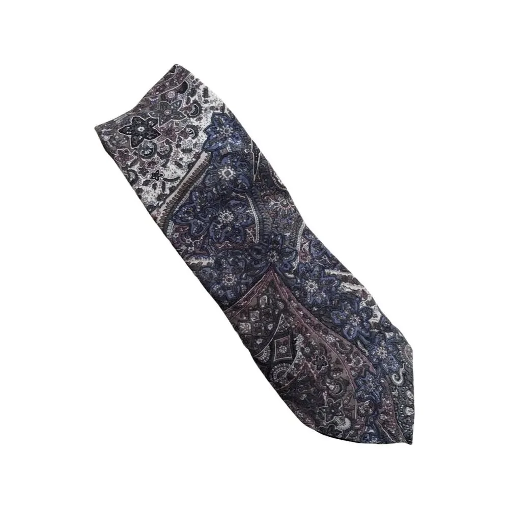 Damon Pastel Paisley Floral Vintage Silk Tie, Italian Silk Tie Light Blue, Cream